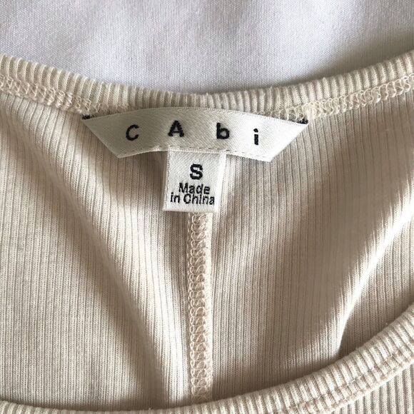 CAbi Essential Tank Top Cami Ribbed Beige Ivory Women S Small Longer Length EUC - Picture 3 of 6